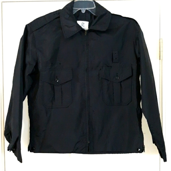 Vtg 80's Horace Security Uniform Lightweight Nylon Black Jacket Zip front - Picture 1 of 7